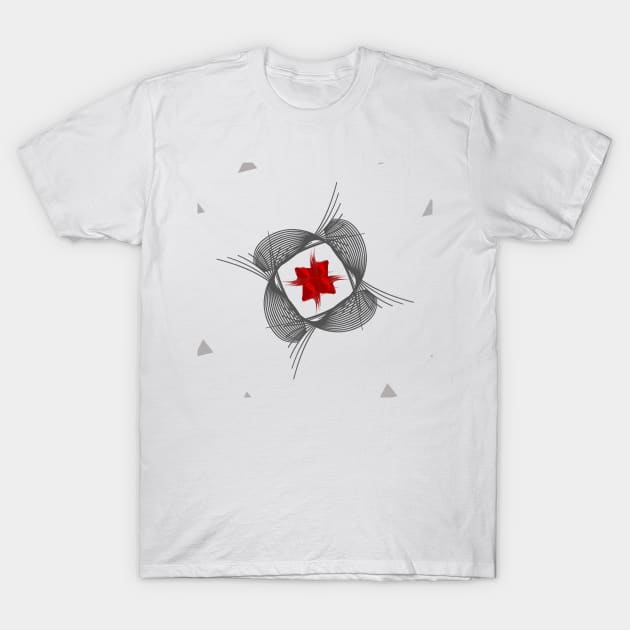 abstract geometric red grey flower T-Shirt by katerina-ez